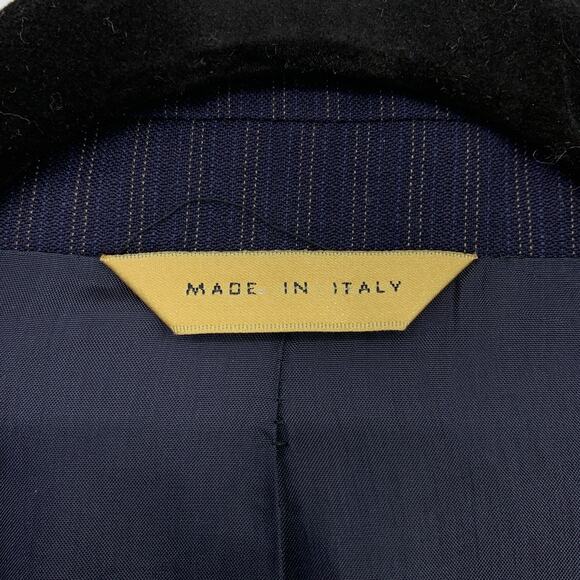 Donna Karan Signature Blazer Jacket Mens Size 48L Navy Blue Pinstripe 100% Wool - Picture 5 of 8